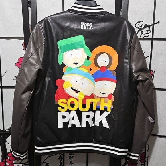 South Park x Members Only Black Bomber Varsity Jacket Size Medium New - Picture 15 of 16